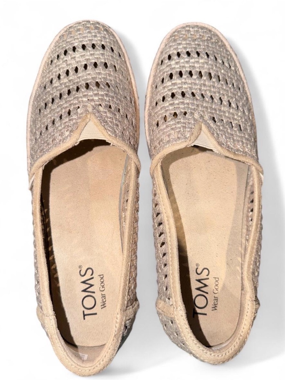 Toms Beige Woven Slip-On Flats